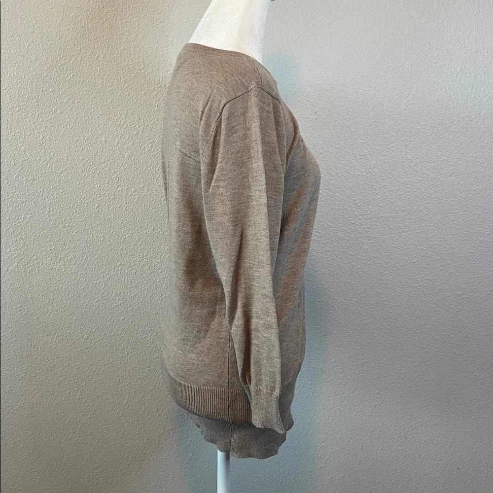 New York & Co Scoopneck 3/4 Sleeve Lightweight Sweater Beige Size Large - Picture 2 of 8